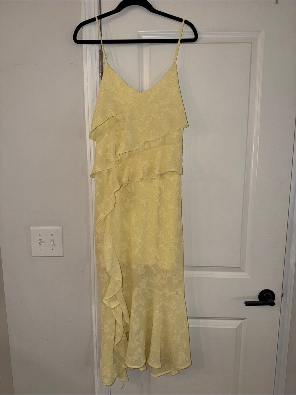 wild fable Pale Yellow Ruffle Midi Slip Dress
